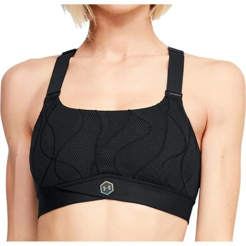 Under Armour Rush Mid Jacquard Womens Sports Bra - Black